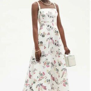 Emilia Wickstead White Floral Midi Dress